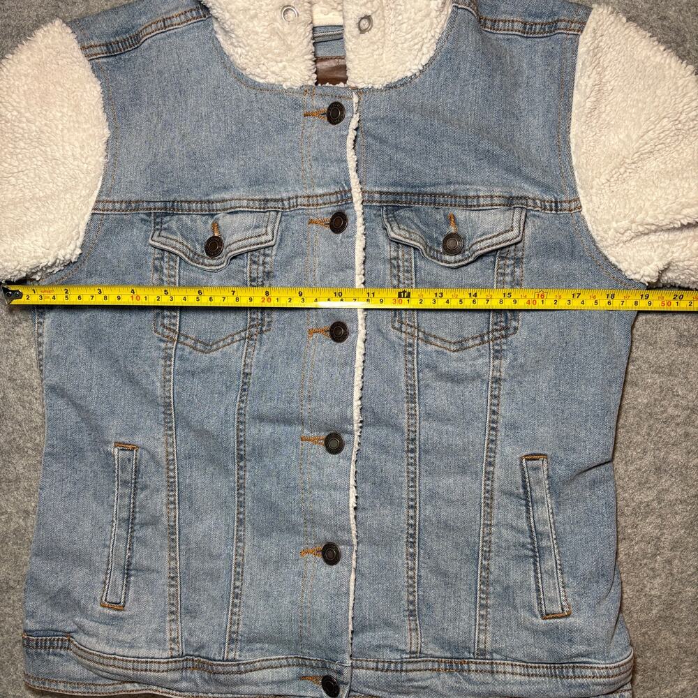 Maurices Women M Denim Jacket Casual Long Sleeve Blue White - Picture 8 of 8